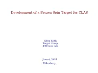 Development of a Frozen Spin Target for CLAS