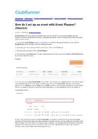 How Do I Set up an Event with Event Planner? (District) How Do I Set up an Event with Event Planner? (District)