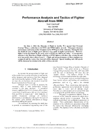 Performance Analysis and Tactics of Fighter Aircraft From