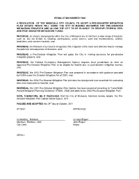 Resolution Number 7660 a Resolution of the Missoula