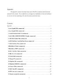 Appendix Contents