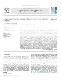 Comparisons of Machine Learning Techniques for Detecting Malicious Webpages ⇑ H.B