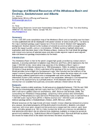 Geology and Mineral Resources of the Athabasca Basin and Environs, Saskatchewan and Alberta W.L