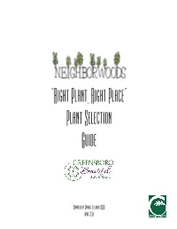 Neighborwoods Right Plant, Right Place Plant Selection Guide