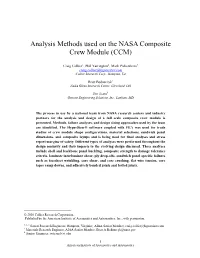 Analysis Methods Used on the NASA Composite Crew Module (CCM)