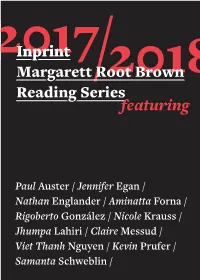 Inprint Margarett Root Brown Reading Series Featuring Inprint