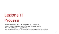 Lezione 11 Processi Sistemi Operativi (9 CFU), Cdl Informatica, A