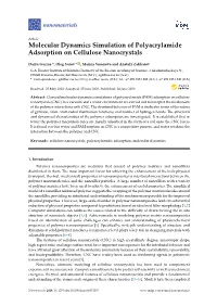 Molecular Dynamics Simulation of Polyacrylamide Adsorption on Cellulose Nanocrystals