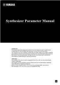 Synthesizer Parameter Manual