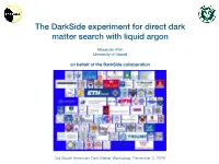 The Darkside Experiment for Direct Dark Matter Search with Liquid Argon