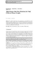 Approximate Min-Max Relations for Odd Cycles in Planar Graphs