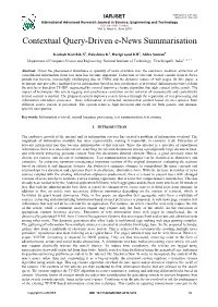 Contextual Query-Driven E-News Summarisation