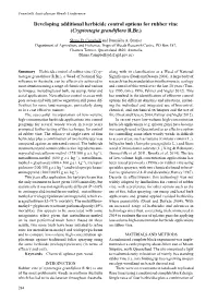Developing Additional Herbicide Control Options for Rubber Vine (Cryptostegia Grandiflora R.Br.)