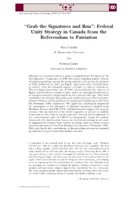 “Grab the Signatures and Run”: Federal Unity Strategy in Canada from the Referendum to Patriation