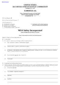 MSA Safety Incorporated (Name of Registrant As Specified in Its Charter)