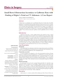 Small Bowel Obstruction Secondary to Gallstone Ileus with Finding of Rigler’S Triad on CT Abdomen: a Case Report