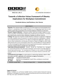 Towards a Collective-Values Framework of Ubuntu: Implications for Workplace Commitment