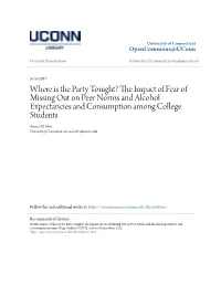 Where Is the Party Tonight? the Impact of Fear of Missing out on Peer Norms and Alcohol