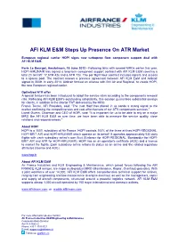 AFI KLM E&M Steps up Presence on ATR Market