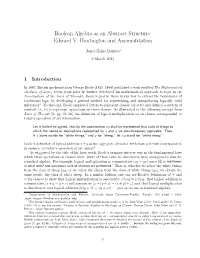 Boolean Algebra As an Abstract Structure: Edward V. Huntington and Axiomatization