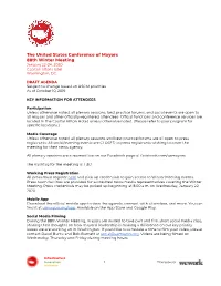 DRAFT AGENDA Subject to Change Based on USCM Priorities As of October 10, 2019