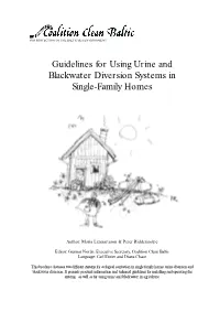 Guidelines for Using Urine and Blackwater Diversion Systems in Single-Family Homes