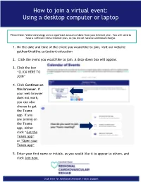 How to Join a Virtual Event: Using a Desktop Computer Or Laptop