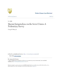 Marxist Jurisprudence in the Soviet Union: a Preliminary Survey George H