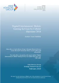 Mobile Gaming Services by Cellular Operators 2018