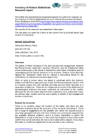 MONS GRAUPIUS Alternative Names: None Late 83 Or 84 CE Date Published: July 2016 Date of Last Update to Report: N/A