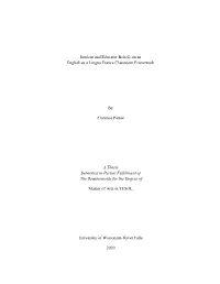 Student and Educator Beliefs on an English As a Lingua Franca Classroom Framework