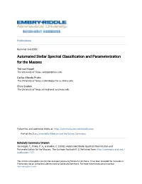 Automated Stellar Spectral Classification and Parameterization for the Masses
