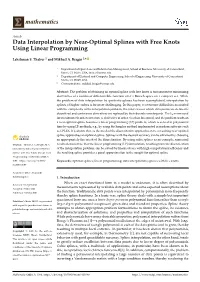 Data Interpolation by Near-Optimal Splines with Free Knots Using Linear Programming