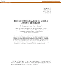 Hagedorn Behavior of Little String Theories1