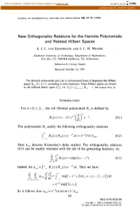 New Orthogonality Relations for the Hermite Polynomials and Related Hilbert Spaces