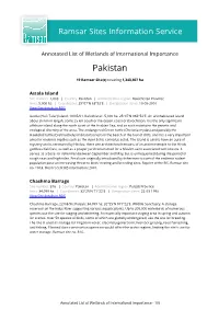 Annotated List of Wetlands of International Importance Pakistan