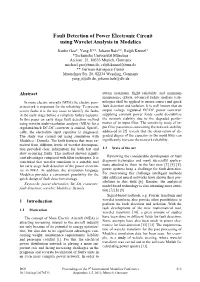 Fault Detection of Power Electronic Circuit Using Wavelet Analysis in Modelica