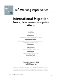 International Migration Trends, Determinants and Policy Effects