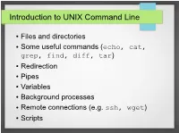 Introduction to UNIX Command Line