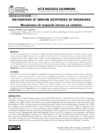 MECHANISMS of IMMUNE RESPONSES in CNIDARIANS Mecanismos De Respuesta Inmune En Cnidarios