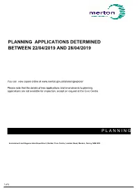 Planning Applications Determined Between 22/04/2019 and 28/04/2019
