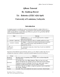 Qbasic Tutorial By: Kuldeep Rawat TA – Robotics (ITEC-424) Sp01 University of Louisiana, Lafayette