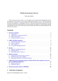 Stable Homotopy Theory