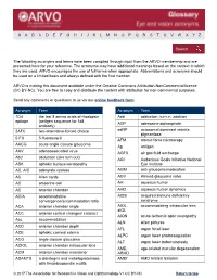 The Following Acronyms and Terms Have Been Compiled Through Input from the ARVO Membership and Are Presented Here for Your Reference