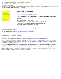 The Language of Emotions: an Analysis of a Semantic Field P