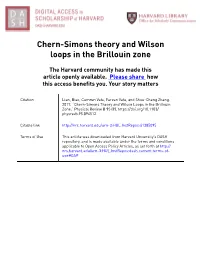 Chern-Simons Theory and Wilson Loops in the Brillouin Zone