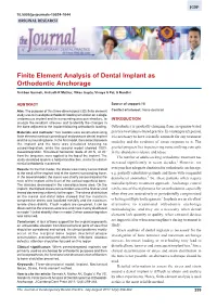 Finite Element Analysis of Dental Implant As Orthodontic Anchorage