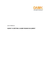 Guide to Writing a Game Design Document