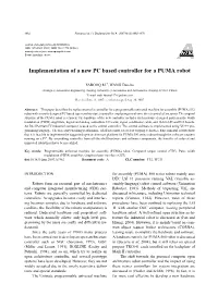 Implementation of a New PC Based Controller for a PUMA Robot