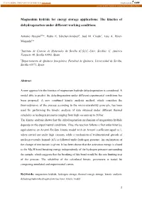Magnesium Hydride for Energy Storage Applications: the Kinetics of Dehydrogenation Under Different Working Conditions